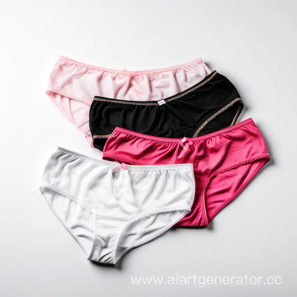 several women's white, black and pink panties on a white background фото 8k