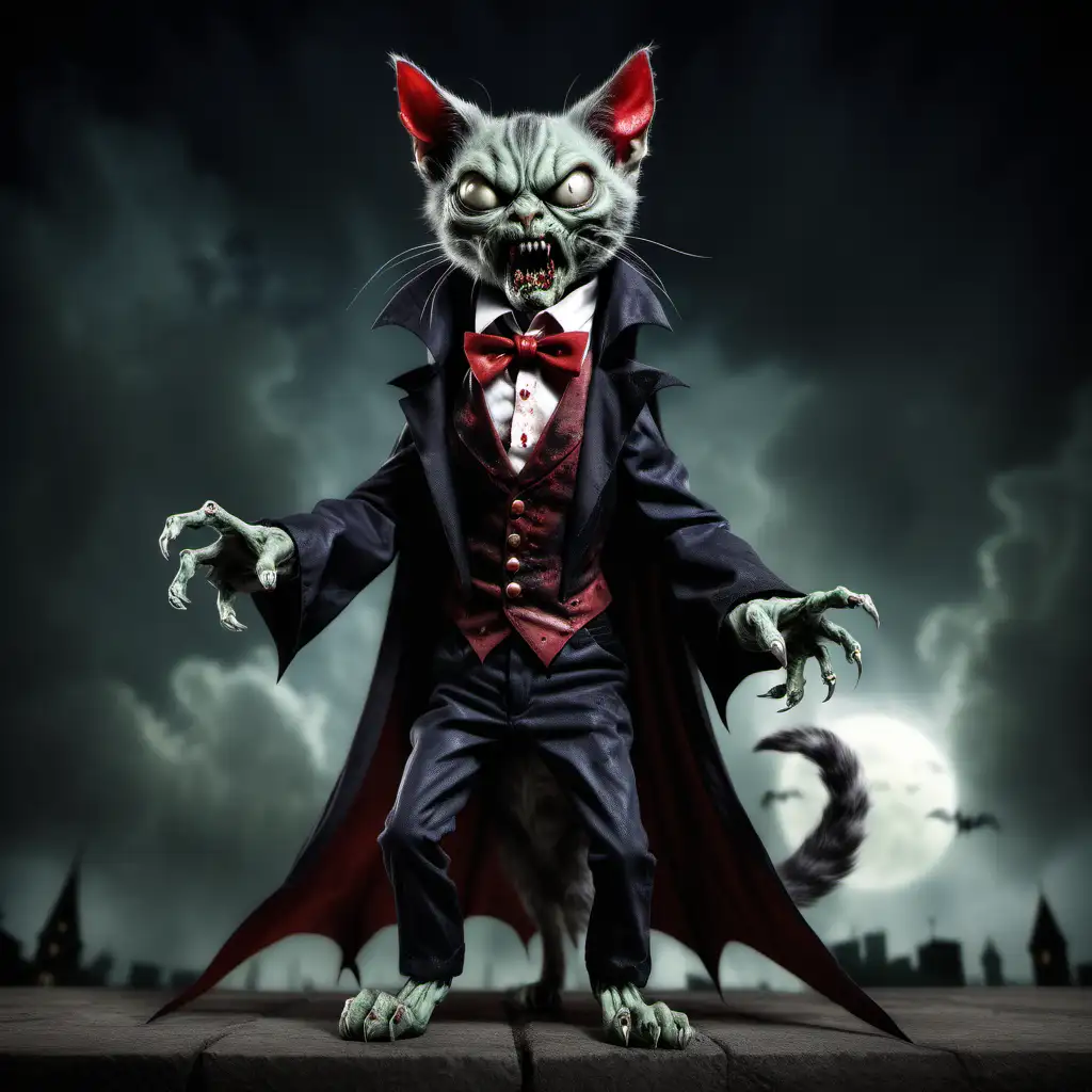 Mysterious Encounter Zombie Cat Dracula in Full Growth