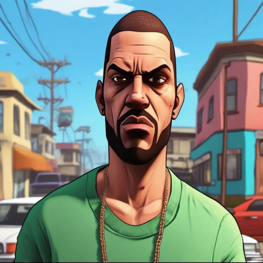 Colorful GTA Cartoon Illustration Vibrant Characters in a Dynamic Scene