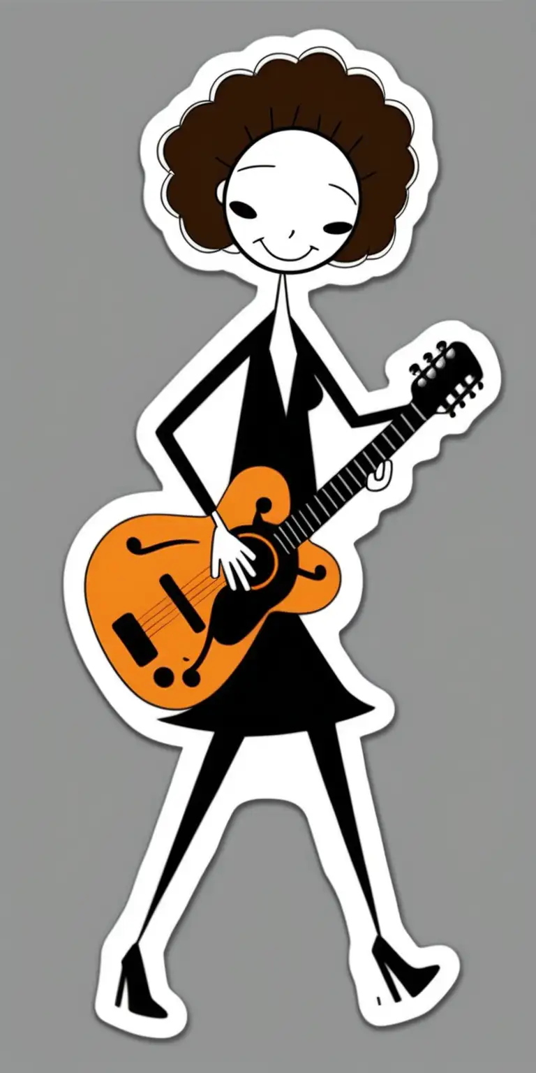 Graceful Stickwoman Jazz Guitarist Sticker