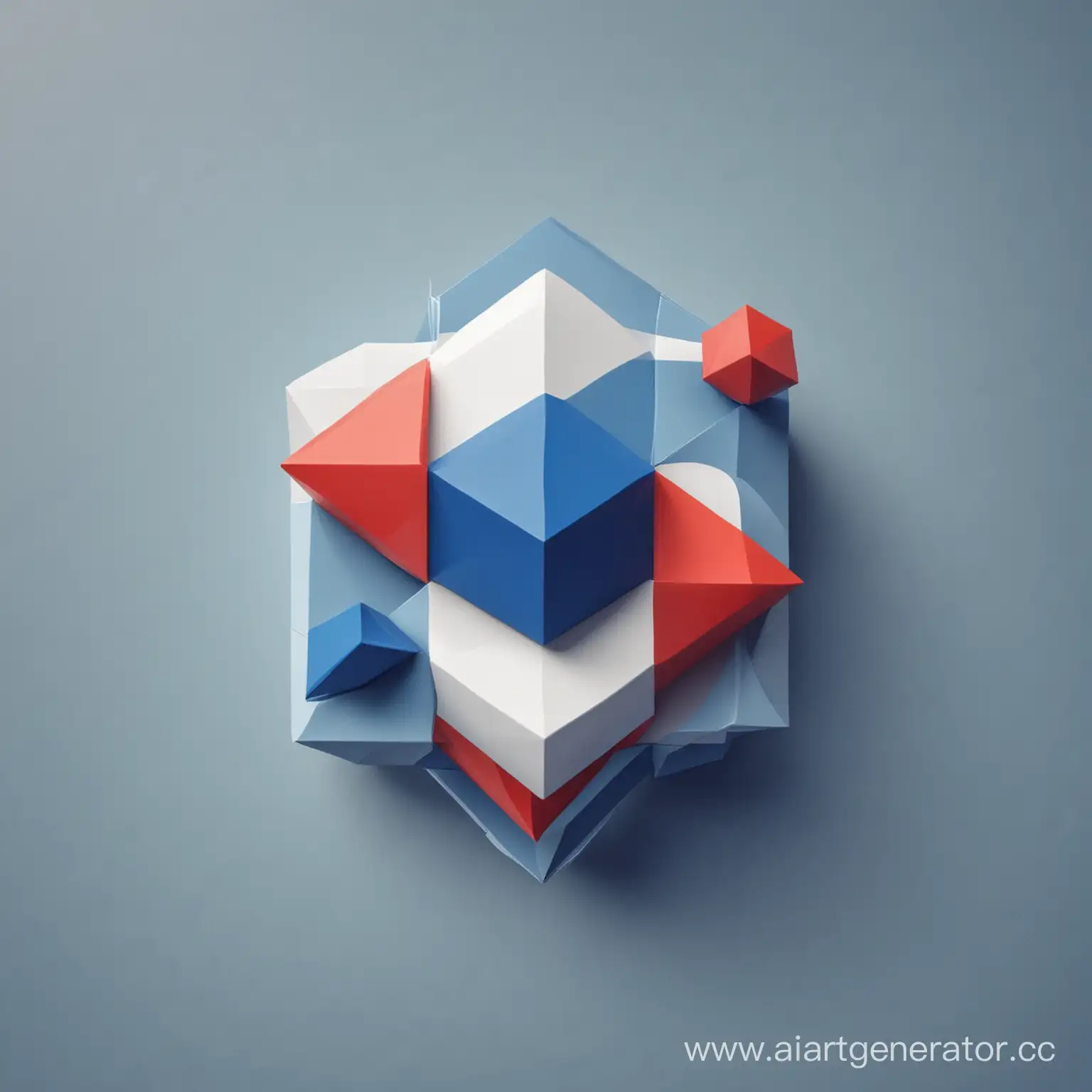 картинка из геометрических фигур в теме программирования синий белый и красный