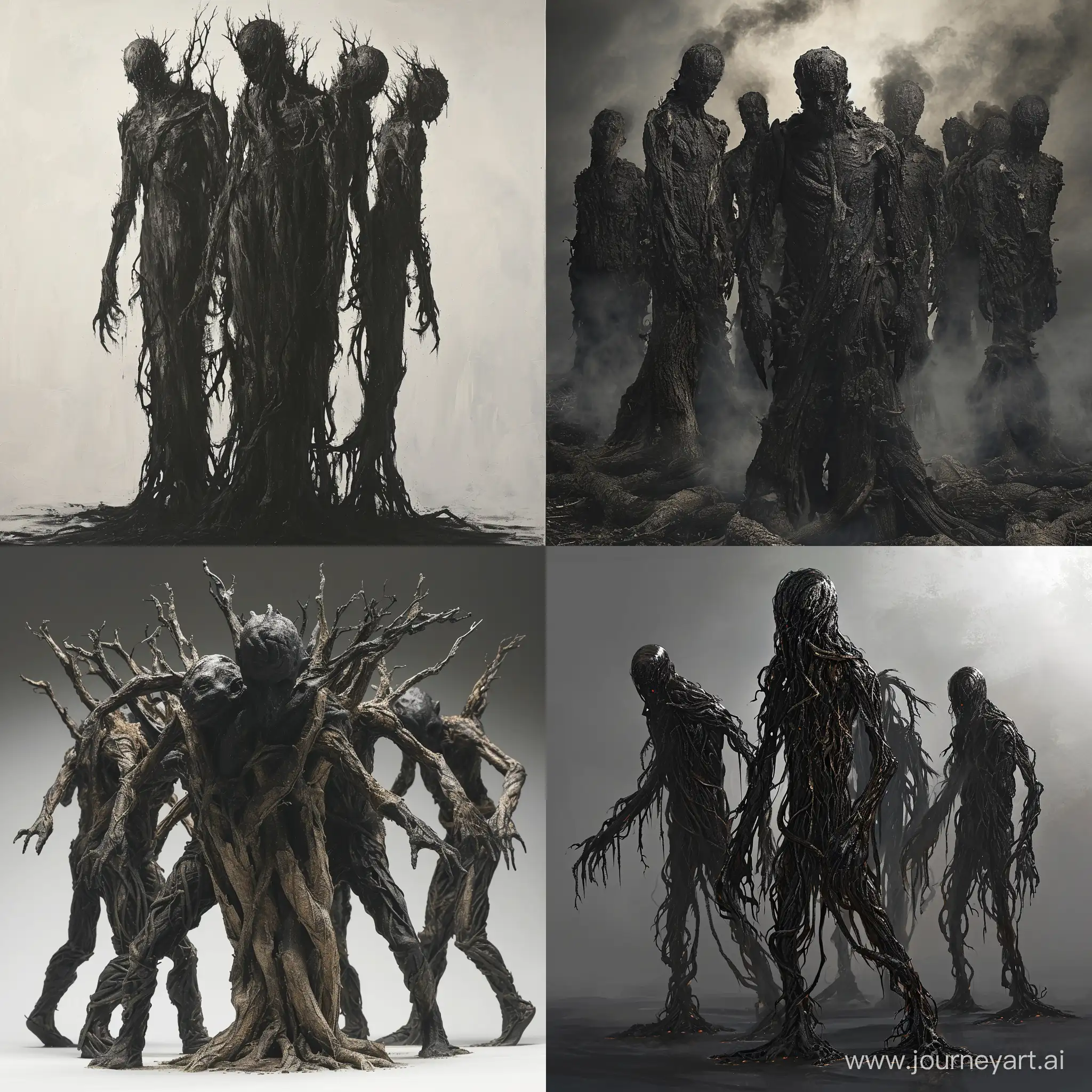 Eerie-Black-Ents-Ominous-Beings-Crafted-from-Fused-Human-Bodies-and-Tree-Trunks