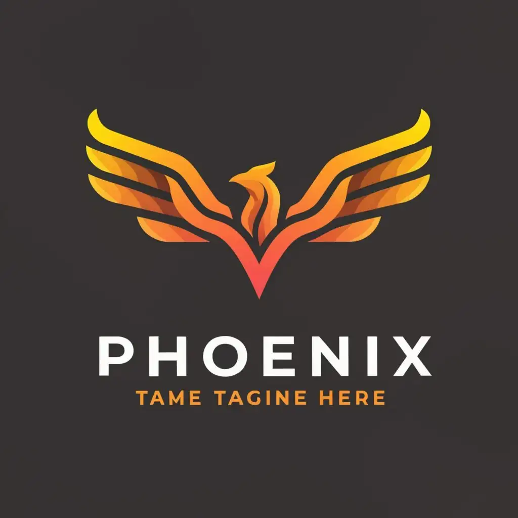 a logo design,with the text "phoenix", main symbol:minimal logo with curved abstract logo of phoenix wings spread fire flames,Minimalistic,be used in Nonprofit industry,clear background