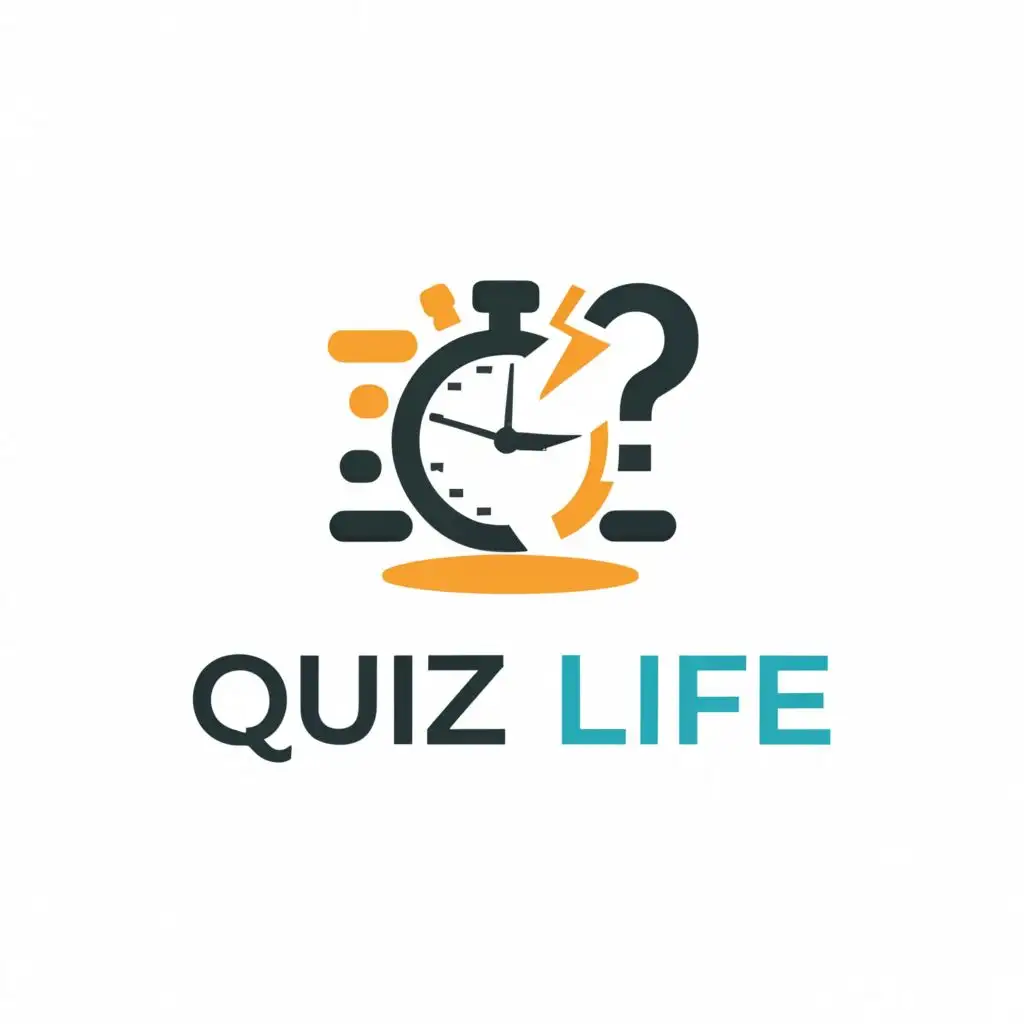 a logo design,with the text "quiz life", main symbol:stopwatch and a question mark,Moderate,be used in Internet industry,clear background