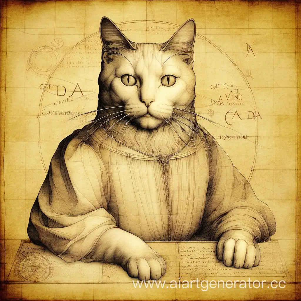 Feline-Artistry-Whimsical-Cat-Paintings-Inspired-by-Leonardo-da-Vinci