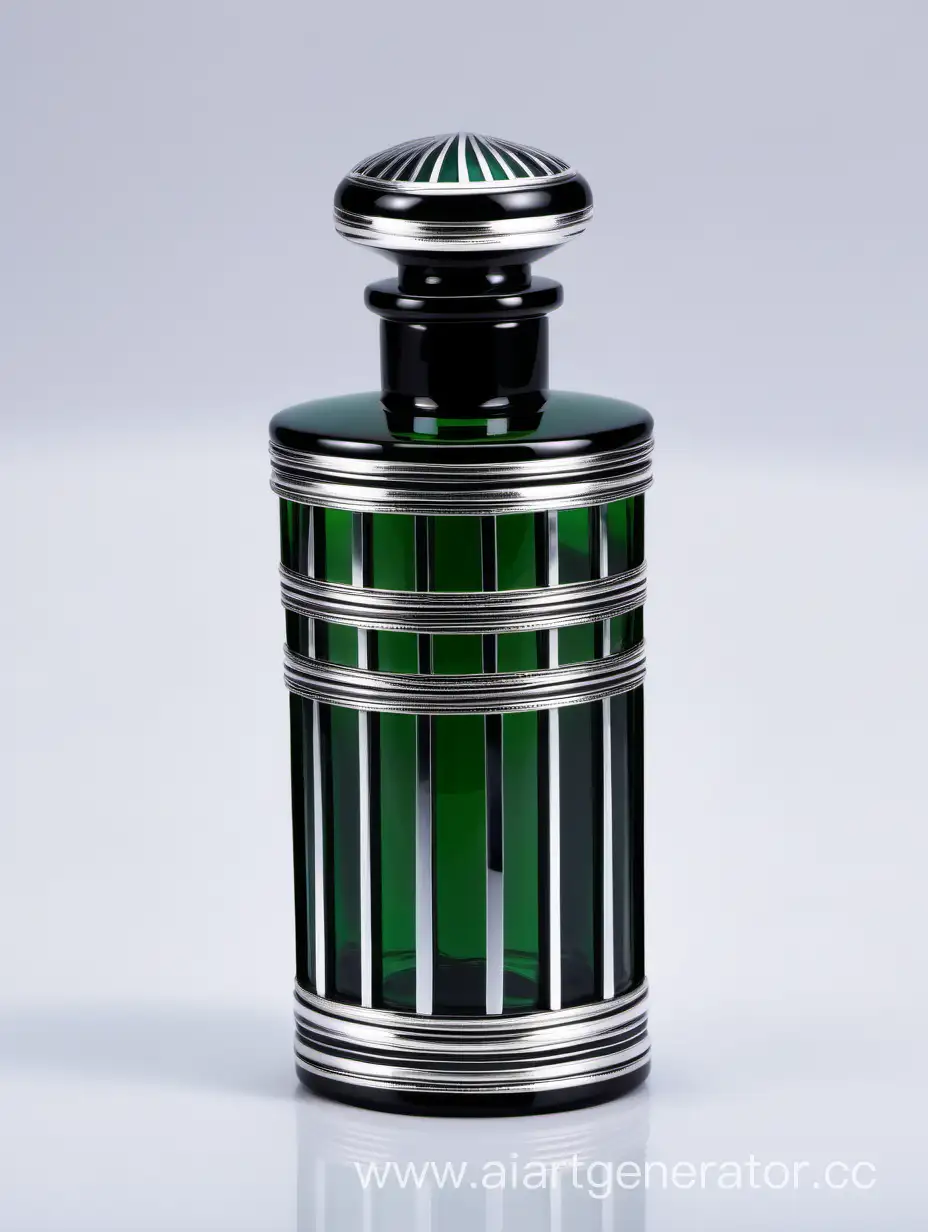 Zamac Perfume decorative ornamental  black, royal dark green  heavy bottle double in height  with stylish Silver lines cap and bottle