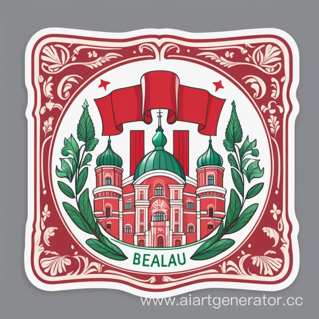 Traditional Belarusian Cultural Symbols Sticker | AI Art Generator