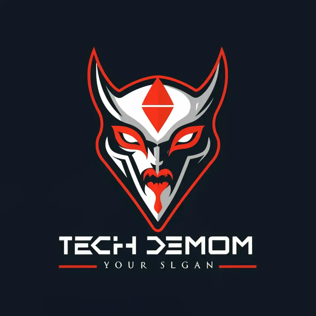 a logo design,with the text "Tech Demon", main symbol:A demon face,Moderate,be used in Technology industry,clear background