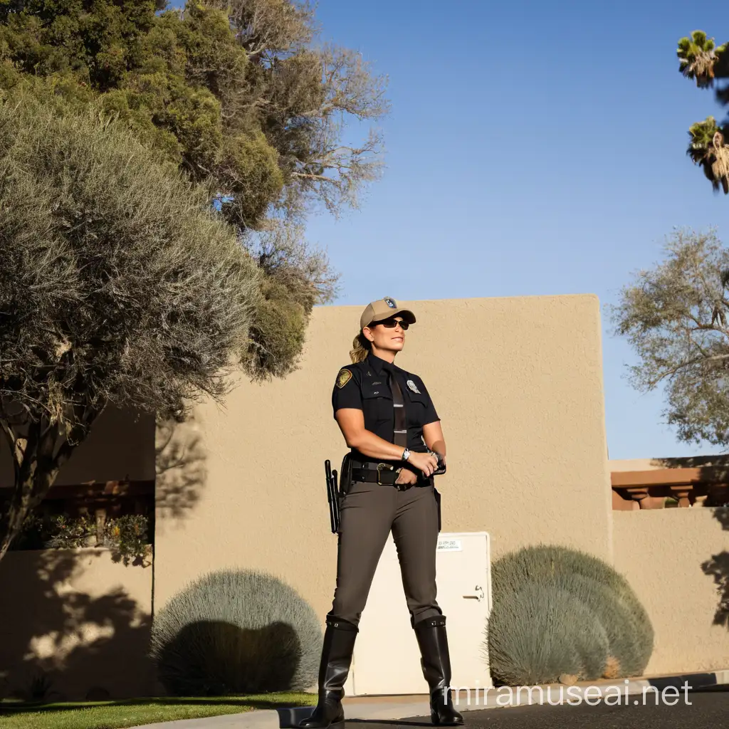 Confident Female California Highway Patrol Officer on Duty