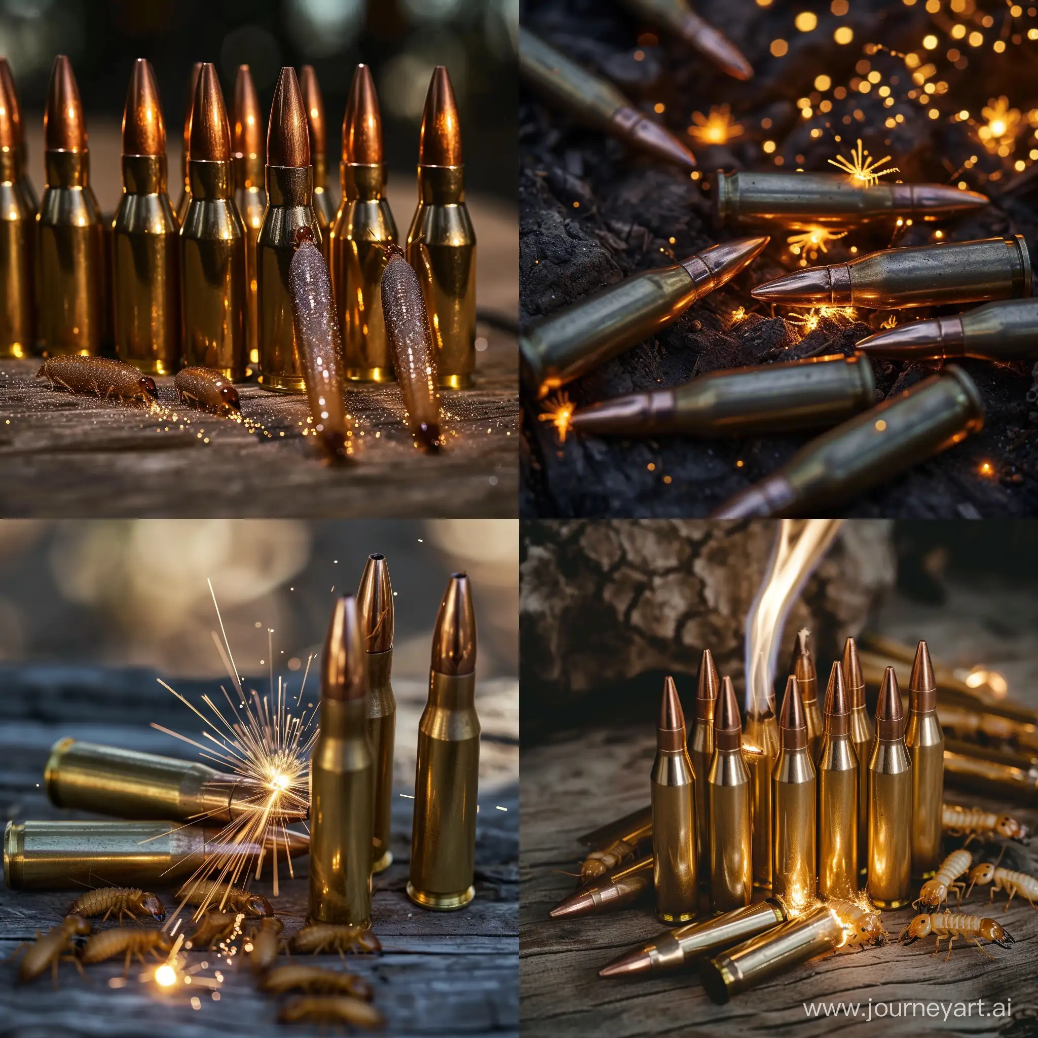 Balas de rifle de caza, inbuidas en fuego de termita se ven como balas comunes que despiden pequeños fragmentos de fuego de unas endiduras que tienen, engacis únicamente en las balas