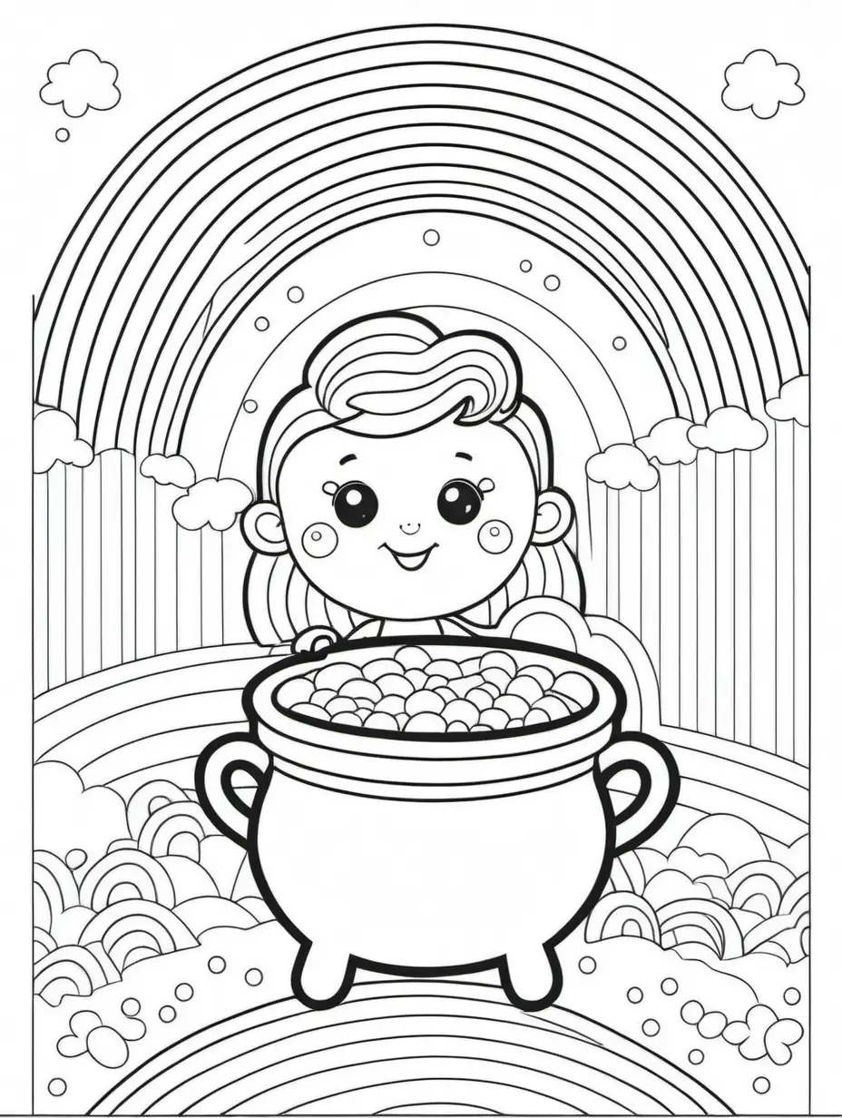 Vibrant Rainbow Coloring Page for Kids Rainbow and Pot of Gold Sketch
