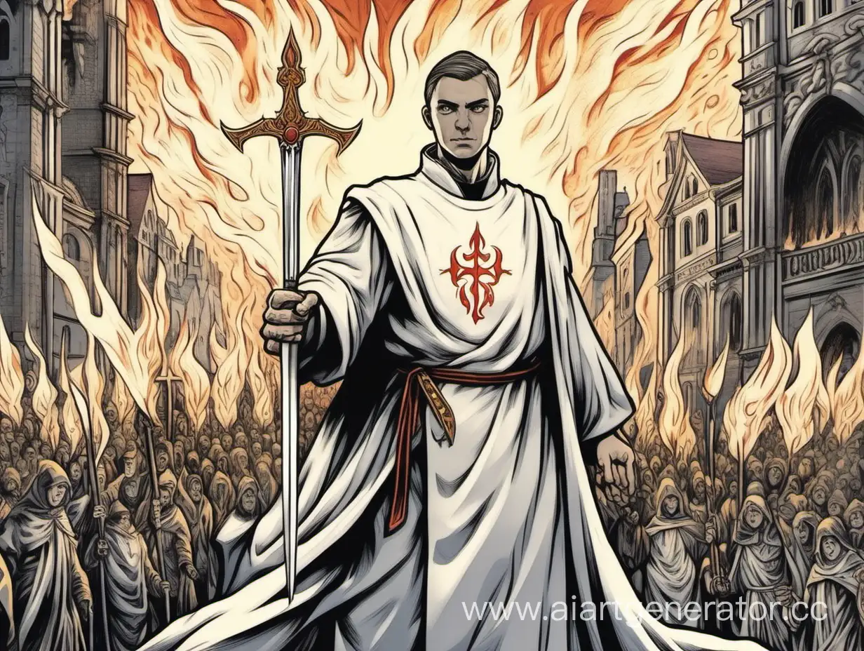 Devoted-White-Flame-Priest-Inspires-Followers-with-Sword-in-Hand