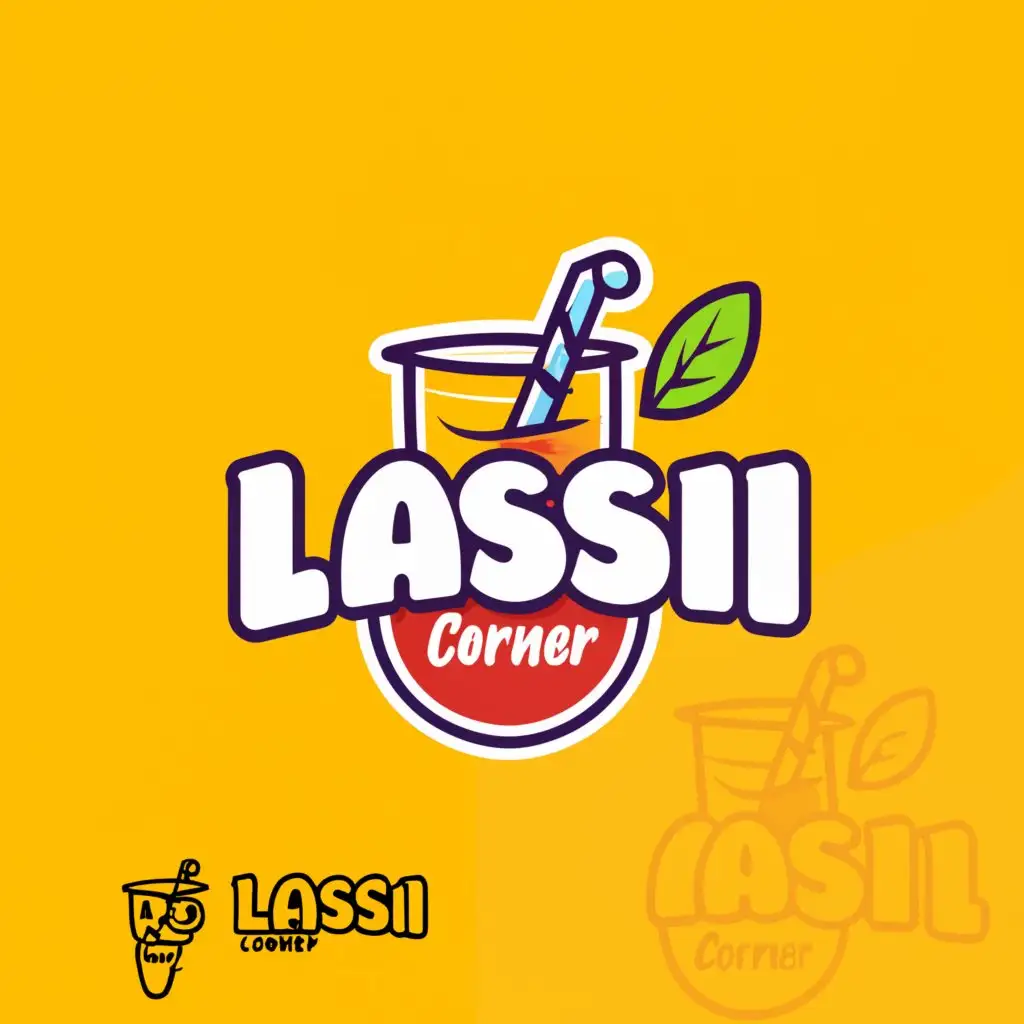 LOGO-Design-For-Lassi-Corner-Vibrant-Refreshing-with-Artistic-Typography-on-Clear-Background