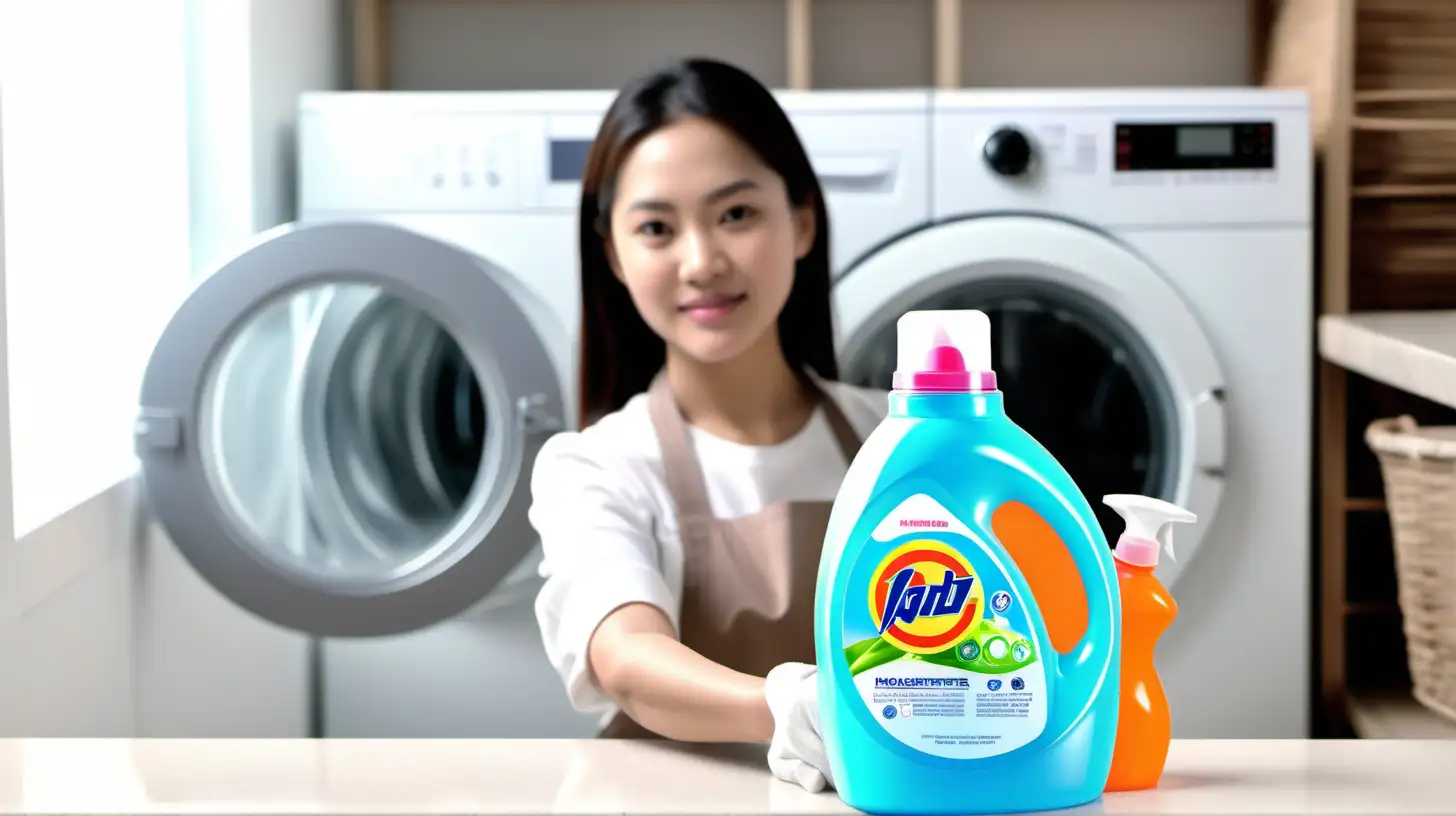 Efficient Laundry Routine Housekeeper with Detergent by Washing Machine
