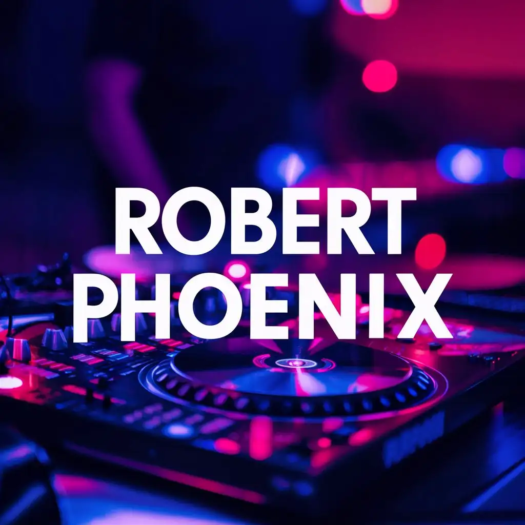 logo, Music dj social nightlife fun, with the text "Robert Phoenix", typography, be used in Events industry
