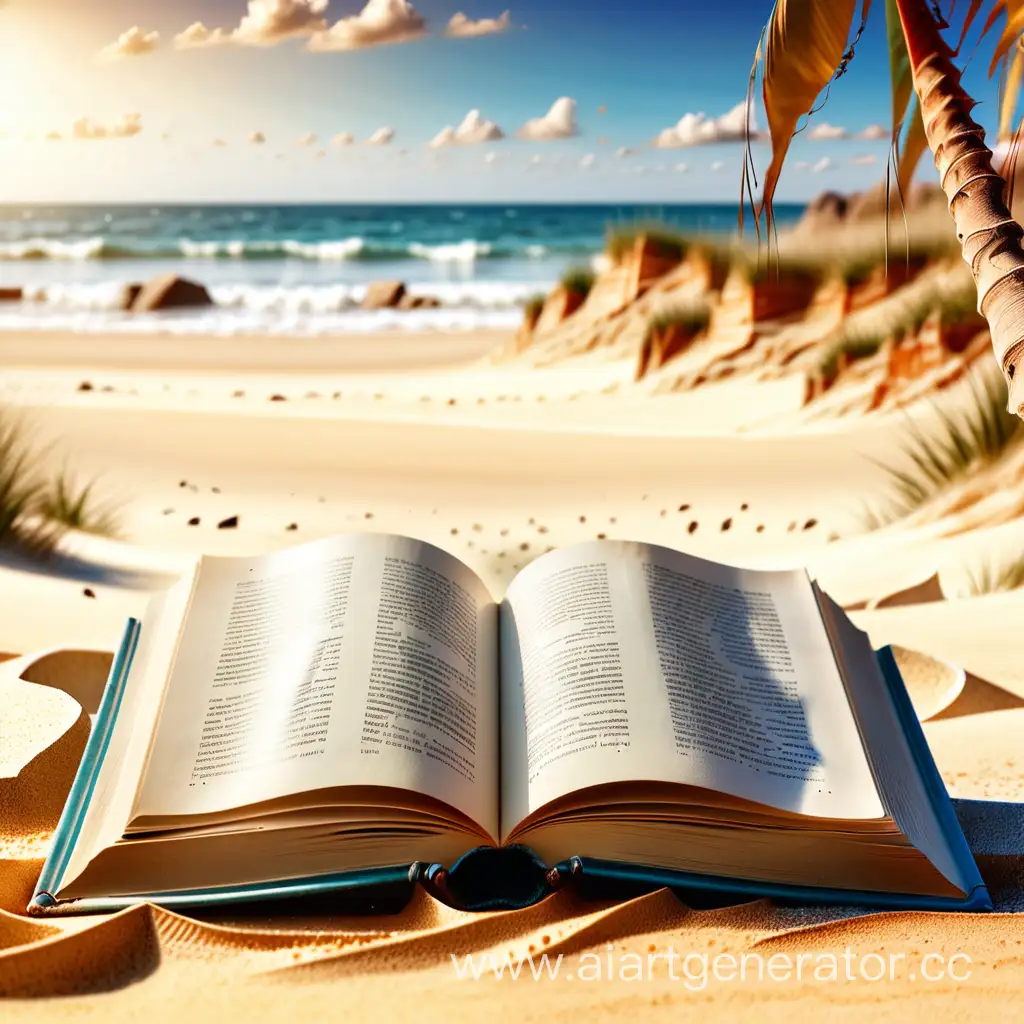 Open-Book-on-Sandy-Beach-by-the-Seaside