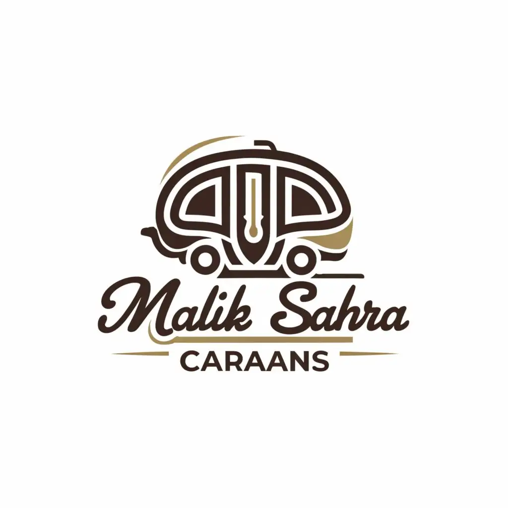 a logo design,with the text "MALIK AL SAHRA CARAVANS", main symbol:CAMPING CARAVAN,complex,be used in Travel industry,clear background