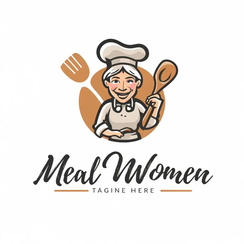 a logo design,with the text "Meal Women", main symbol:old woman chef,Moderate,be used in Restaurant industry,clear background