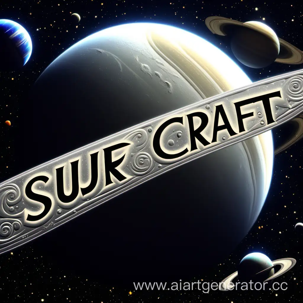 красивая надпись "surf craft" на фоне космоса и планеты сатурн

