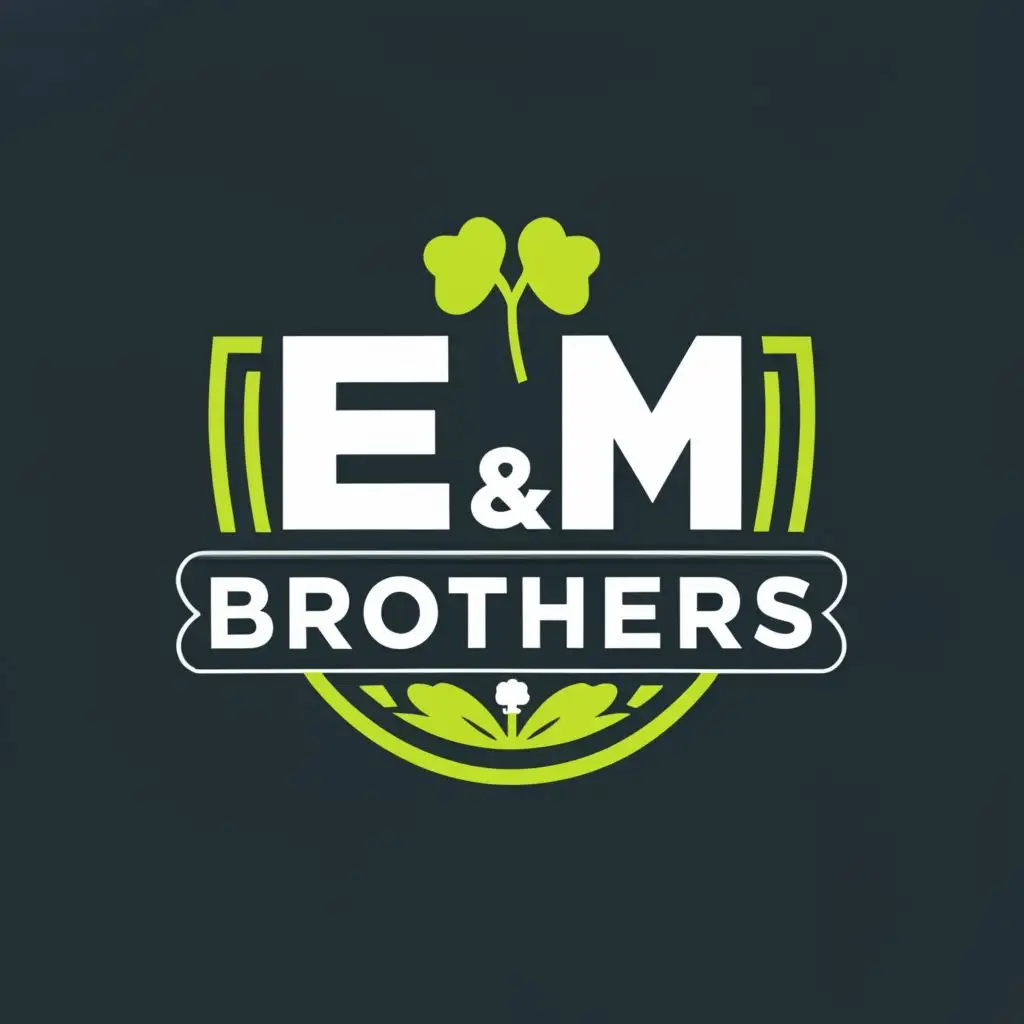 LOGO-Design-for-E-M-Brothers-FourLeaf-Clover-Symbol-in-Construction-Blue-and-White-Theme-with-Clear-Background