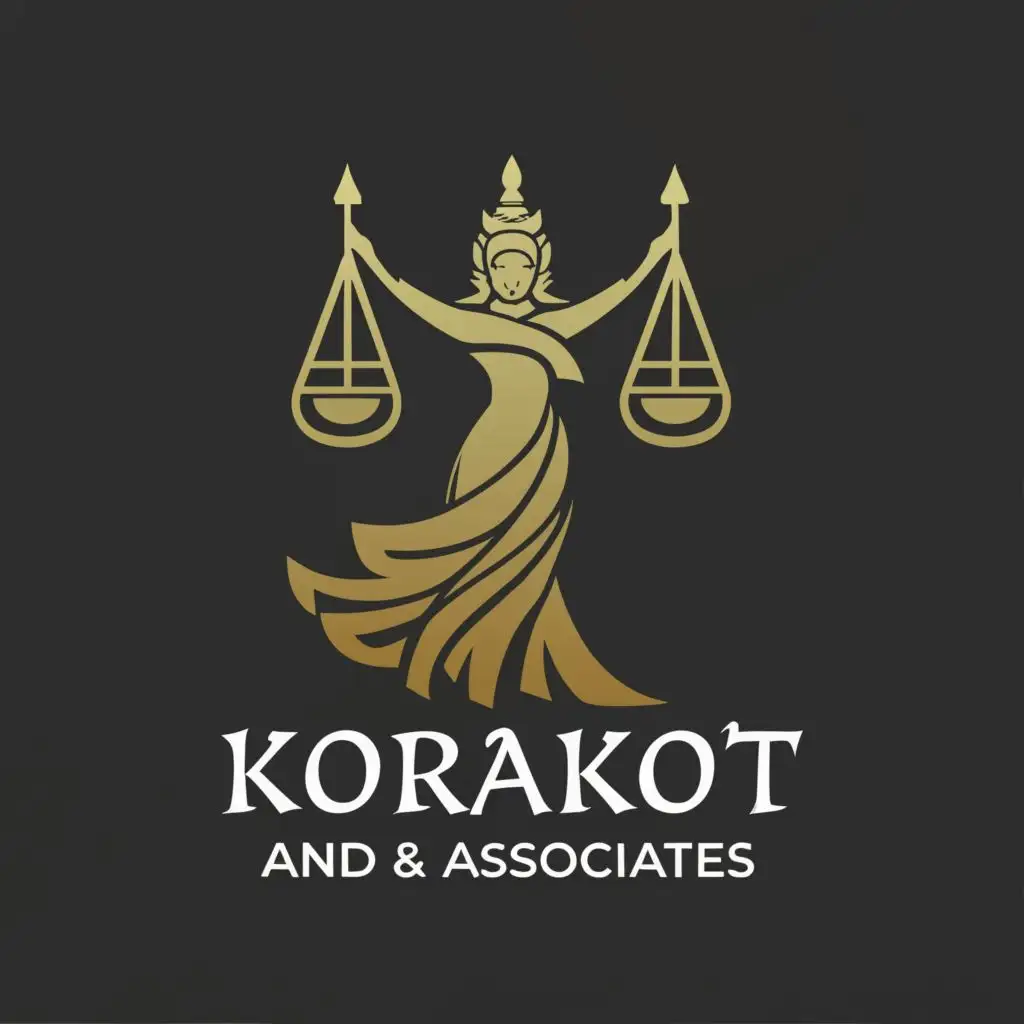 a logo design,with the text ""Korakot and Associates"", main symbol:Thai traditional dance, Lady Justice, gold gradients,Moderate,be used in Legal industry,clear background