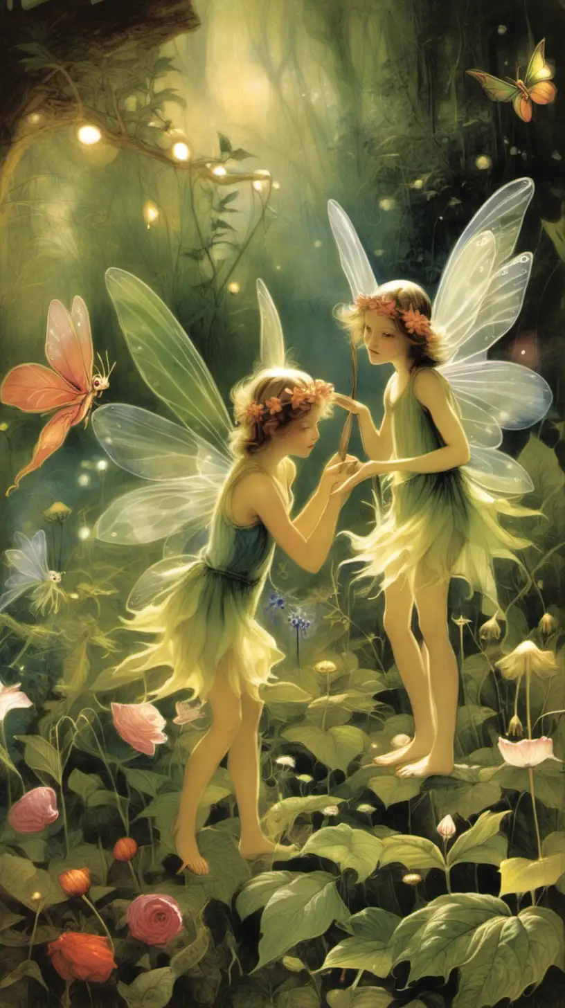 Enchanting Fairies Amidst Vibrant Blooms in a Magical Garden