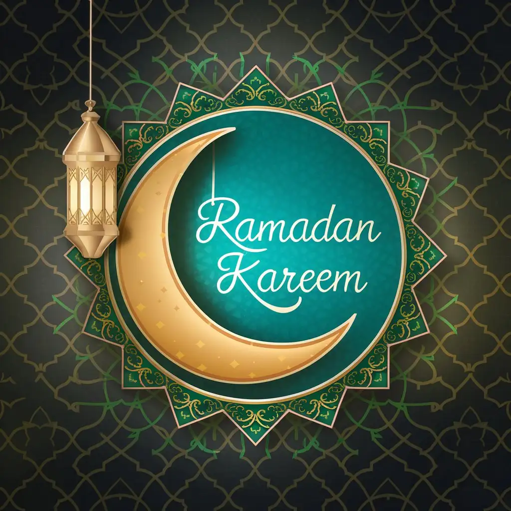 Ramadan Kareem Design Crescent Moon and Lantern Template