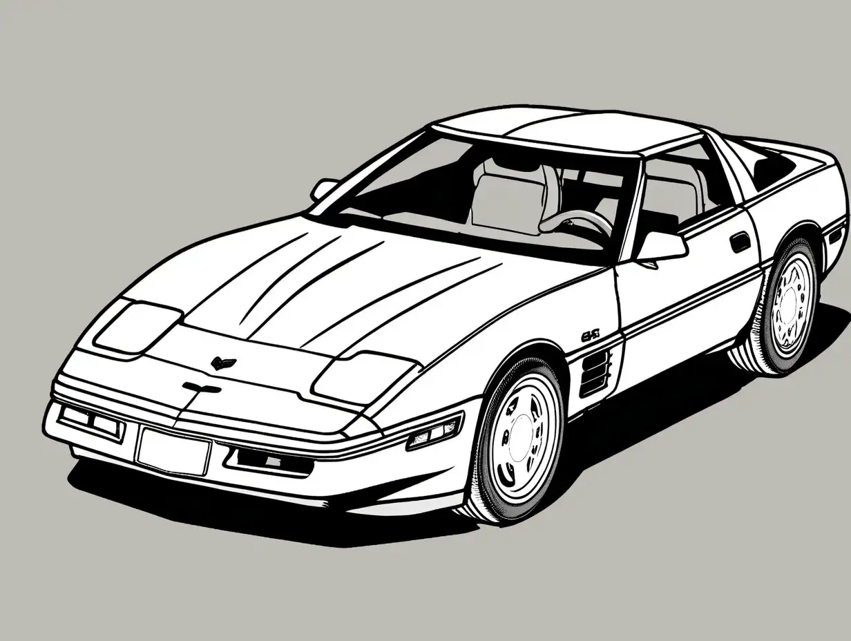 Detailed Coloring Page of 1984 Chevrolet Corvette C4