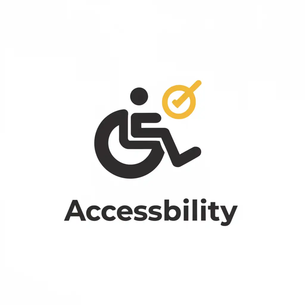 a logo design,with the text "accessability", main symbol:accessibility, mark as safe, pwd, map,Minimalistic,clear background