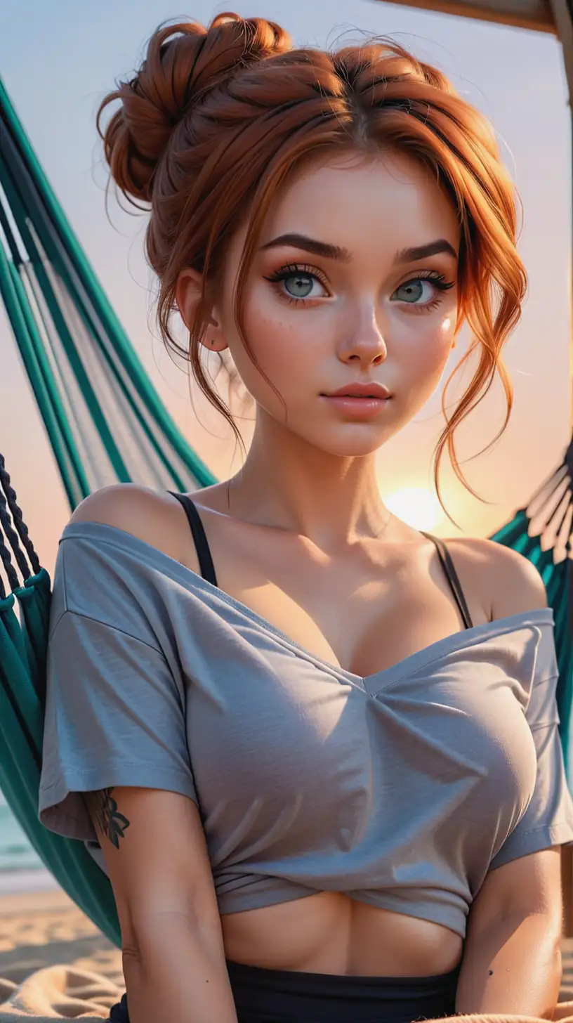 Stunning Kim Possible Relaxing in Hammock at Sunset