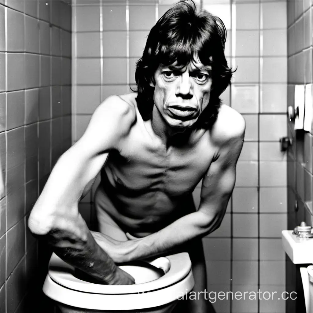 mick jagger naked in the dirty toilet