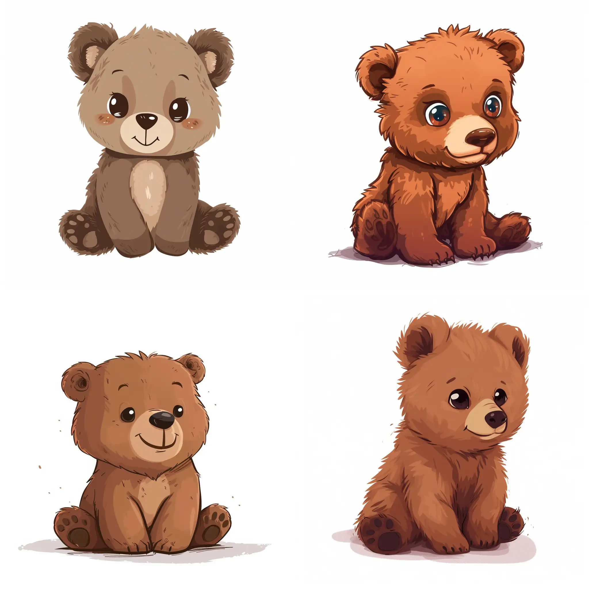 bear cub, simple cartoon, white background