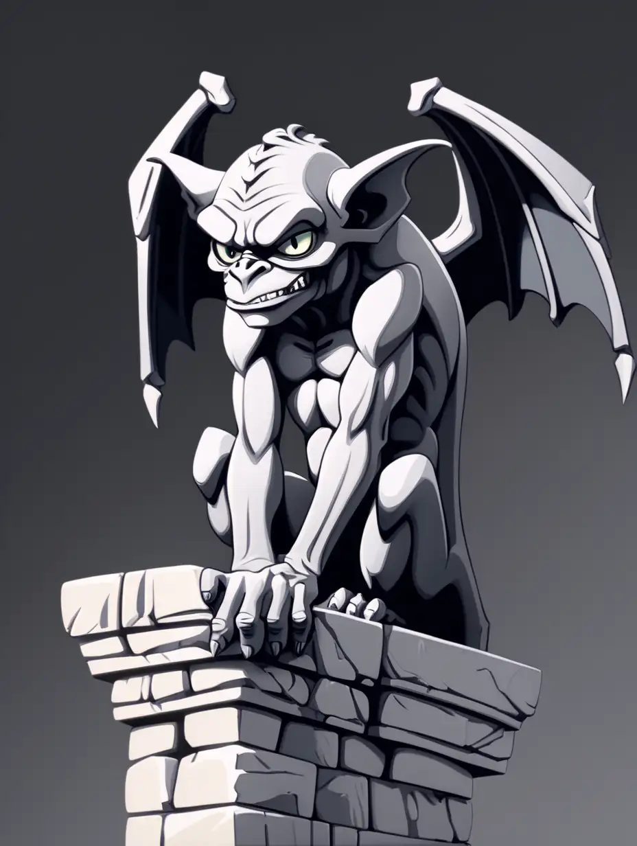 Animated Gargoyle Perched Ominously in Moonlight