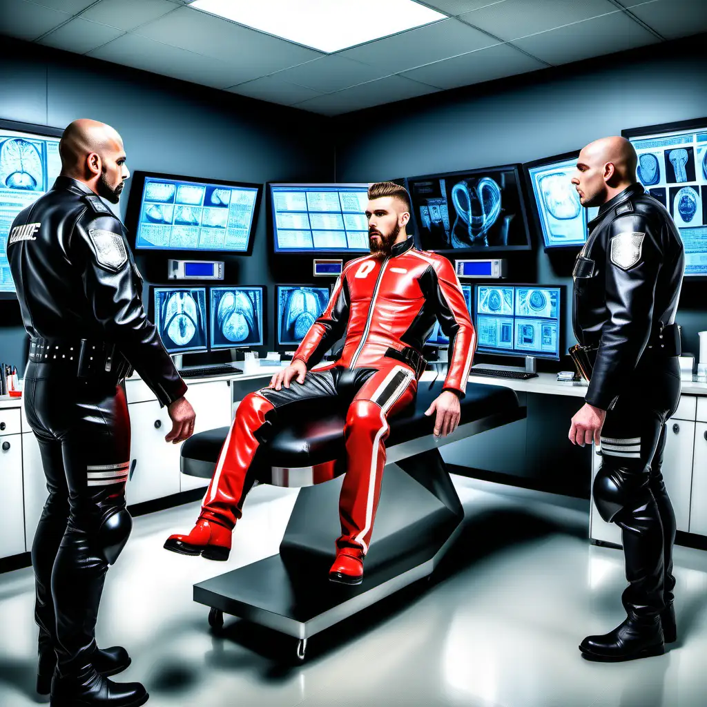 Futuristic Transformation Man Becomes Motorcycle Officer in HighTech Lab