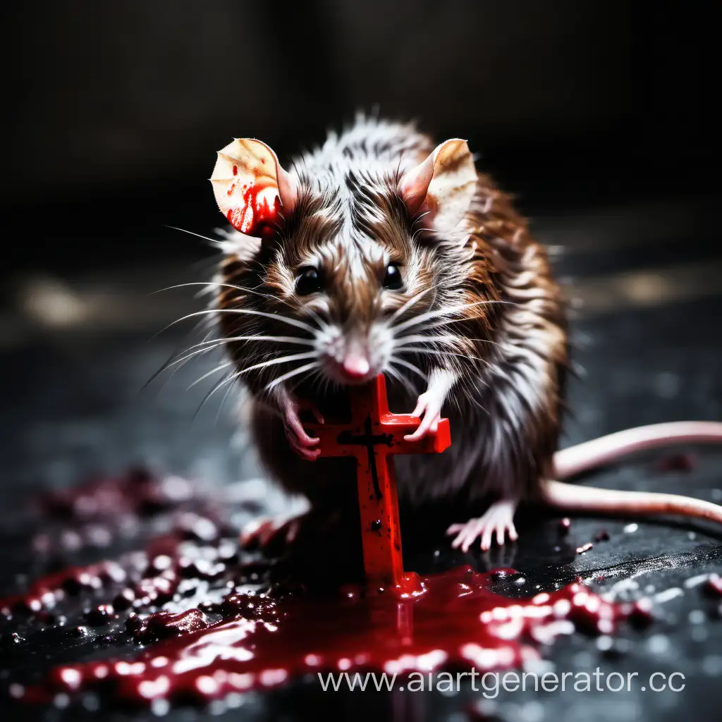 крыса грязная в крови молется на крест