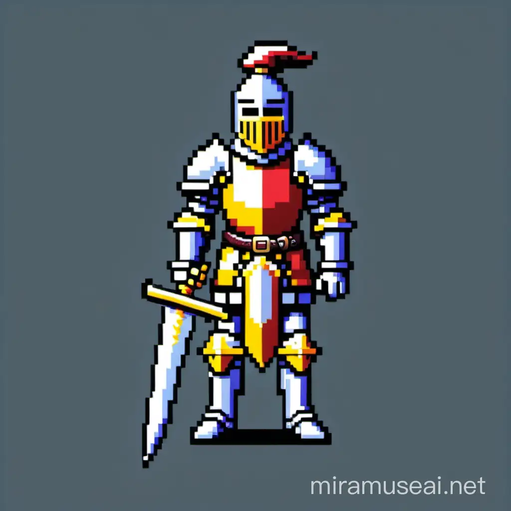 Medieval Knight Pixel Art Armored Warrior in Pixel Style