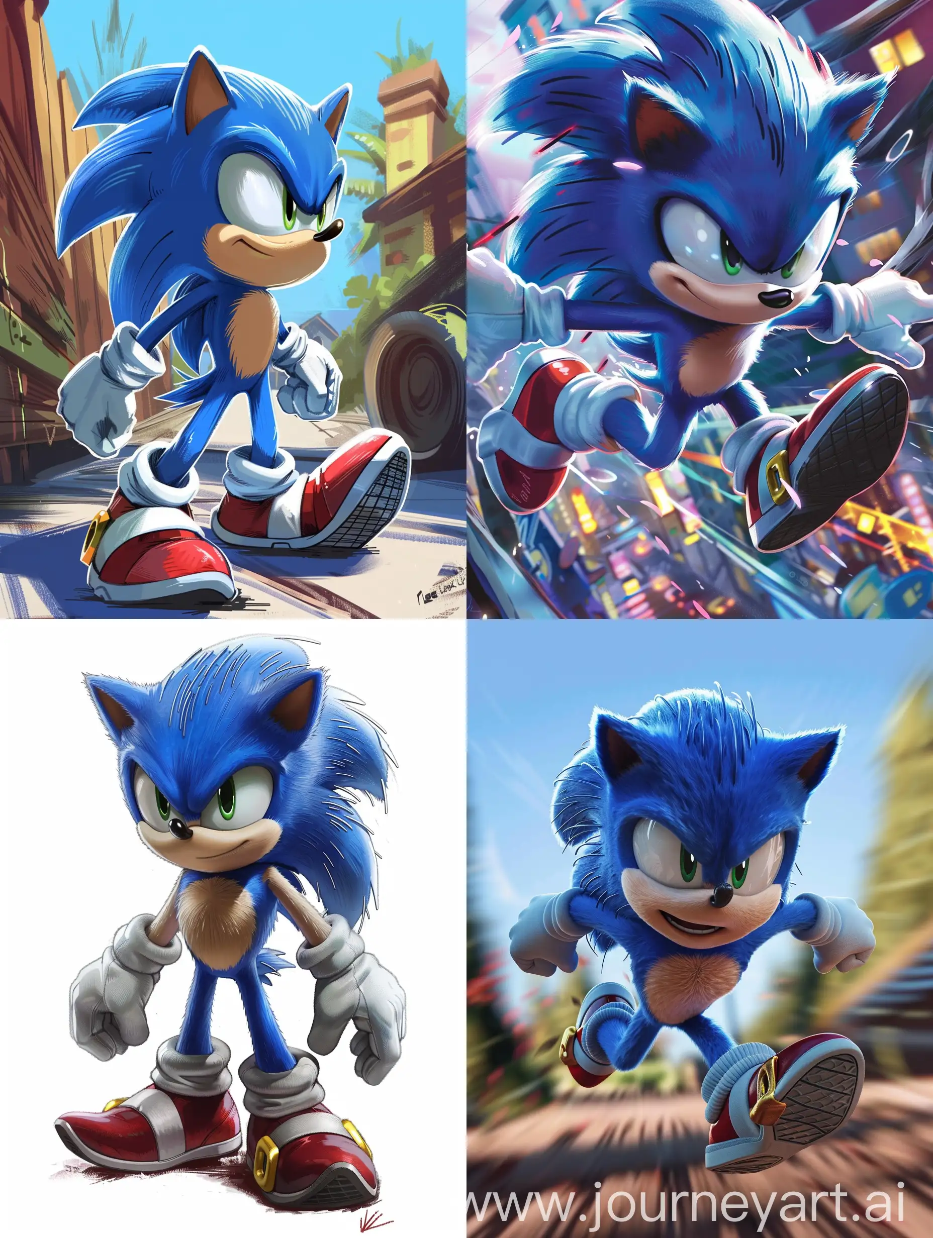 Modern-Sonic-the-Hedgehog-Portrait-with-Dynamic-Perspective