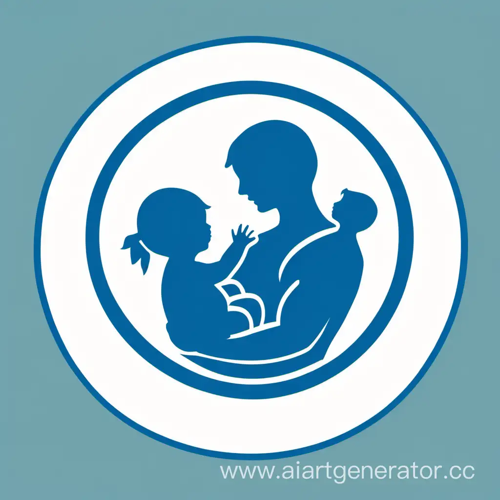 Early-Assistance-Service-Logo-Supportive-Silhouette-of-a-Family-with-Baby-in-Arms-in-Shades-of-Blue