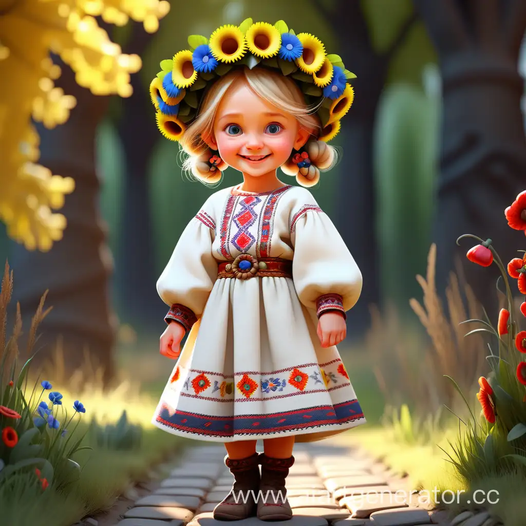 Joyful-Ukrainian-Girl-in-Traditional-Costume-with-Floral-Wreath
