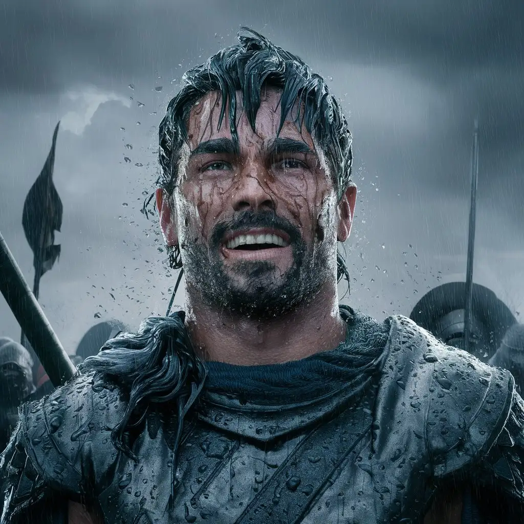 Scoring the victory in battle and rainfall on the face