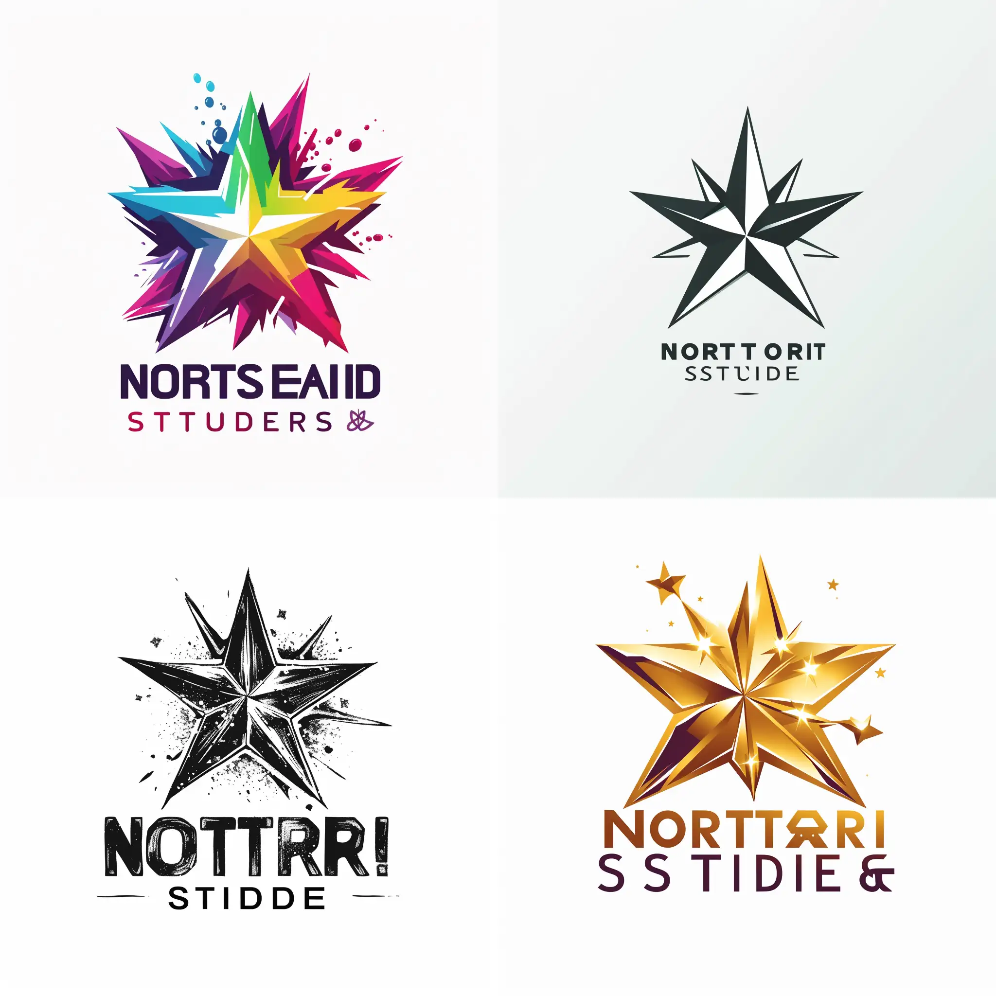 make me a logo for a marketing design company called North Star Studios with a white background be extremely creative about it