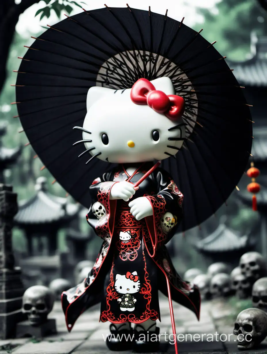 Gothic-Hello-Kitty-in-Elegant-Chinese-Dress-with-Ornate-Umbrella