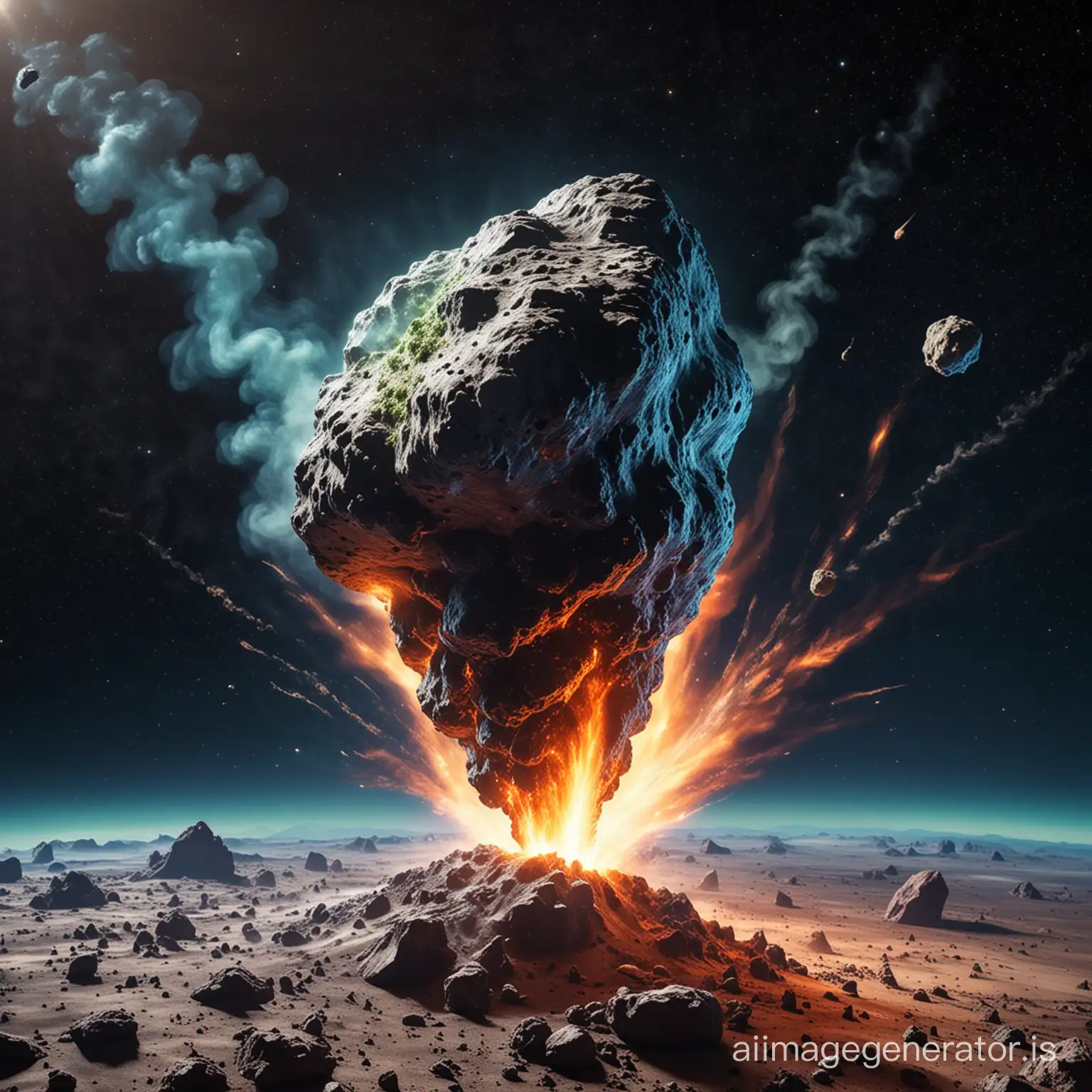 A  Vibrant asteroid made out of Marijuana is burning up in earth's atmosphere as it's blasting towards earth.