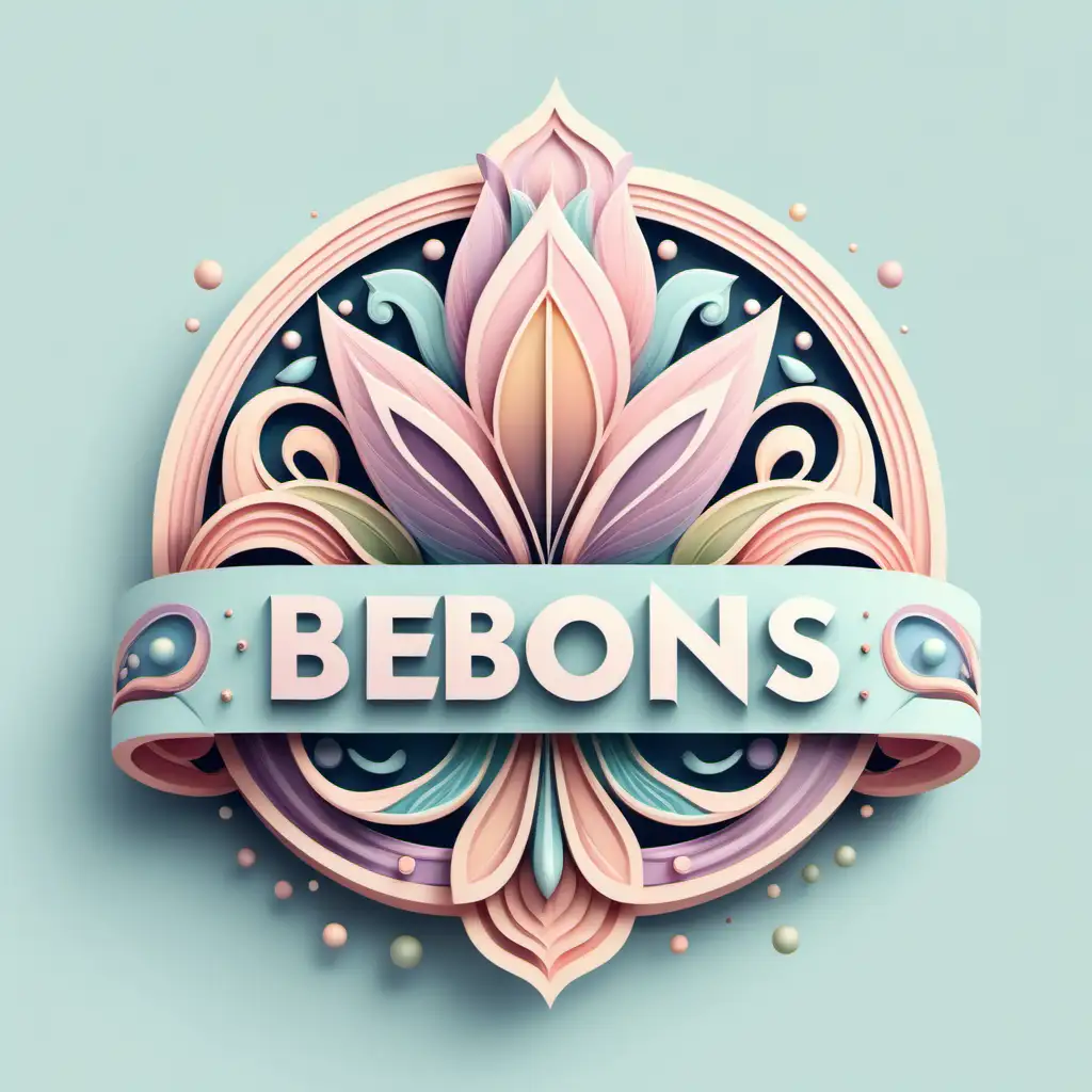 Create a logo for TheBons with a design art theme, showcasing the essence of creativity and innovation. Infuse elegant pastel colors, intricate patterns, and modern elements to convey the dynamic nature of design.