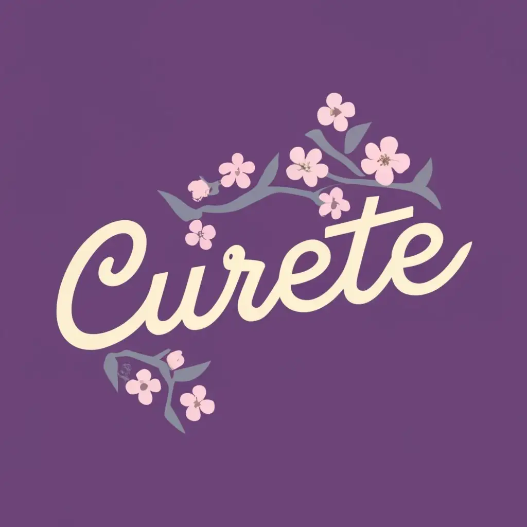logo, Cherry blossom, with the text "Curette", typography