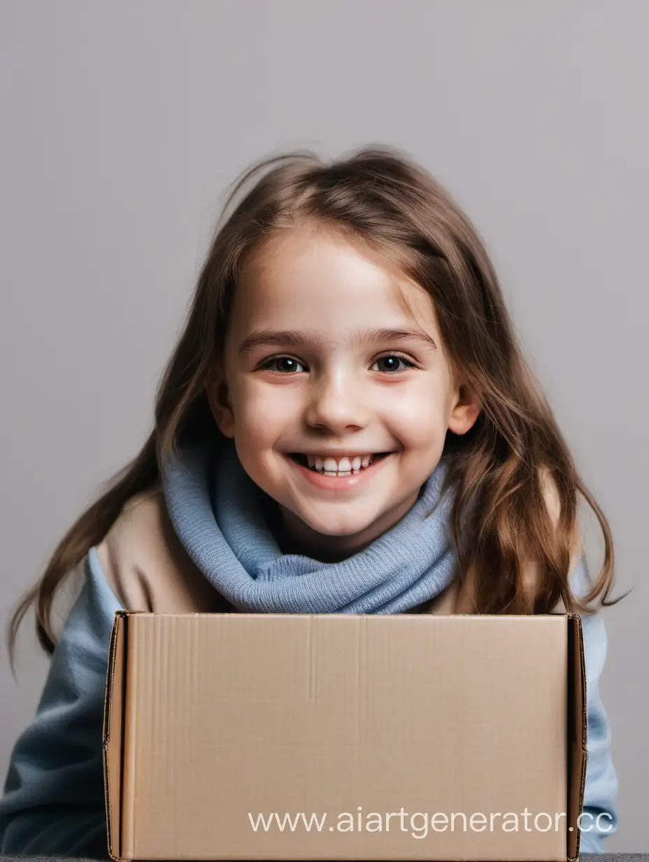 smiling girl with a box