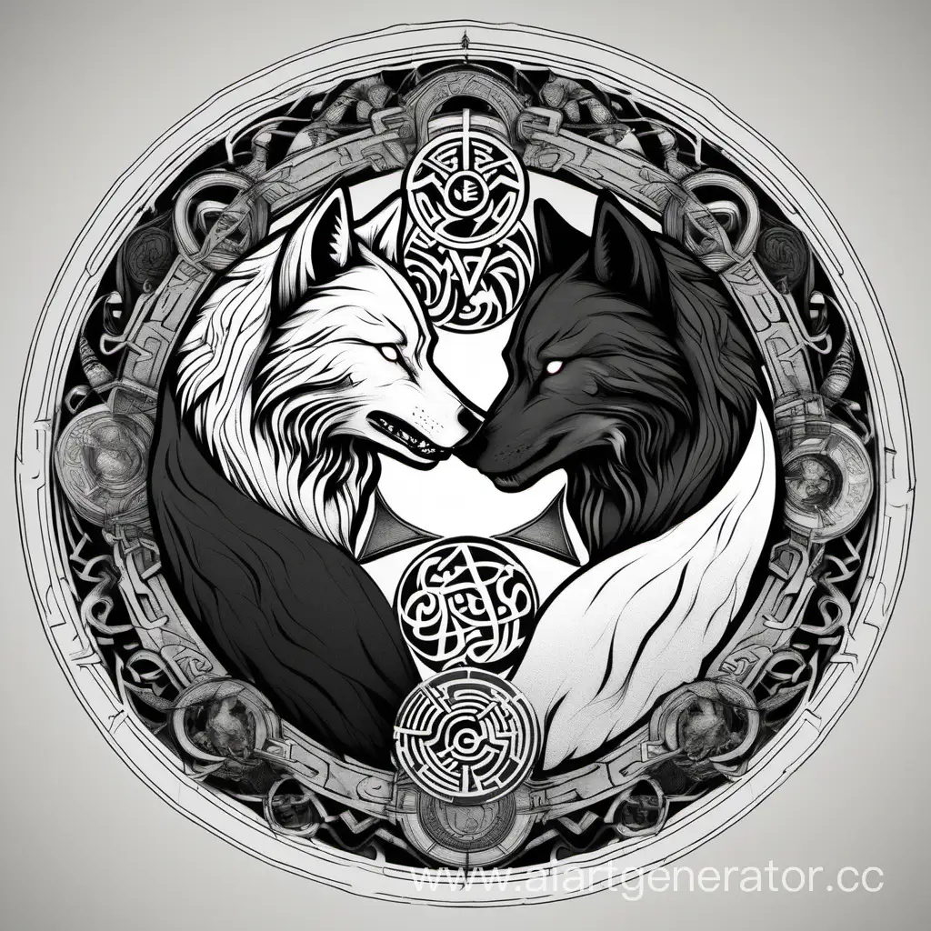 Odins-Wolves-Yin-Yang-Geri-and-Freki-in-Harmonious-Balance