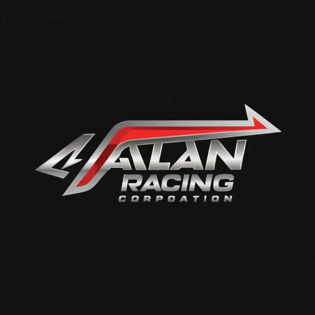 a logo design,with the text "Alan Racing Corporation", main symbol:a logo design, with the text 'Alan Racing Corporation', main symbol:Arrow, Moderate,be used in Automotive industry,clear background,Minimalistic,be used in Automotive industry,clear background