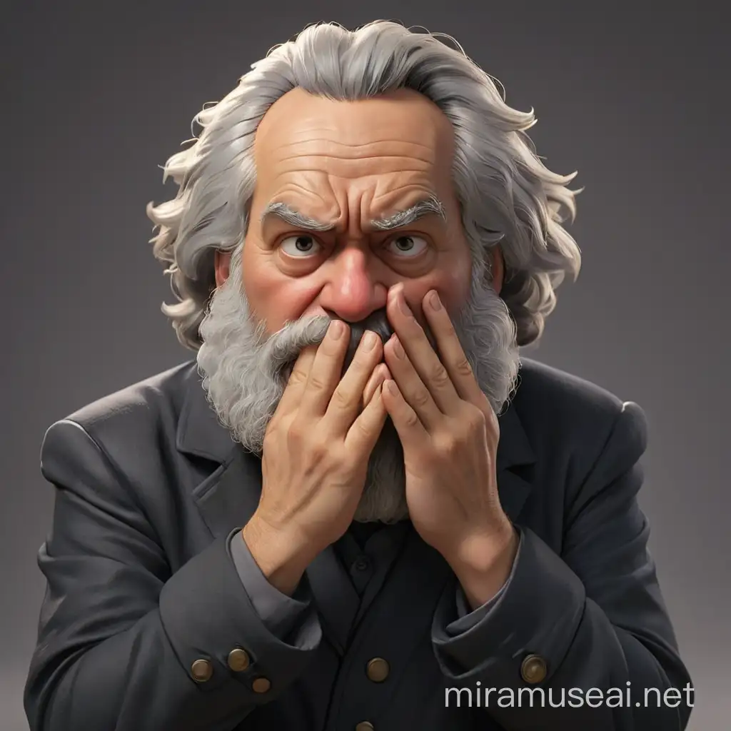 Embarrassed Karl Marx in Realistic 3D Animation