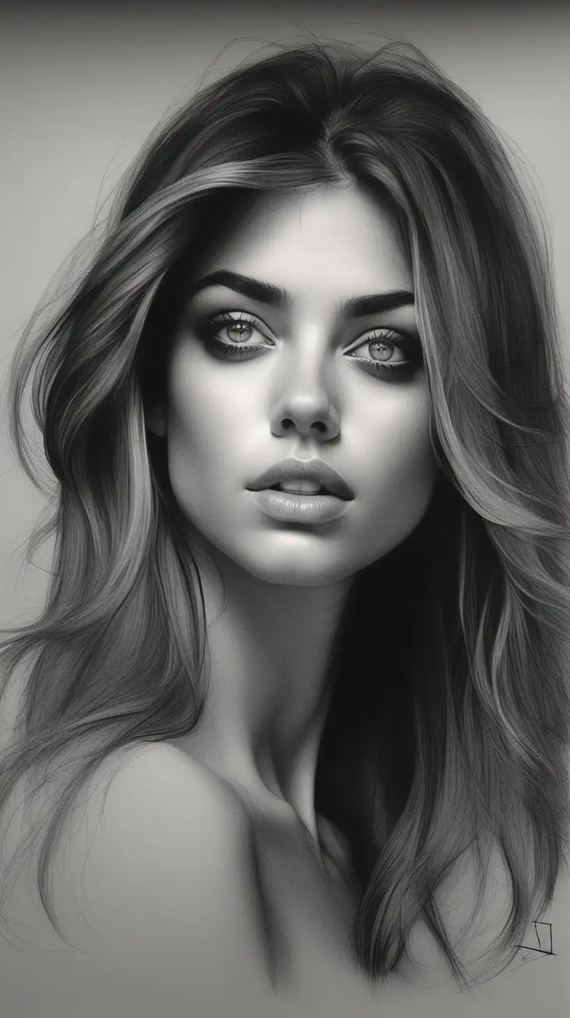 Stunning Black and White HyperReal Portrait of a Beautiful Woman